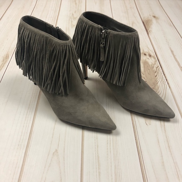 Sam Edelman Shoes - Sam Edelman Grey Kandice Fringe Stiletto Bootie